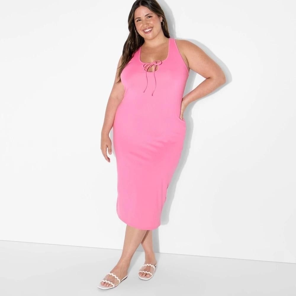 Women's ButterBliss Keyhole Racer Back MIDI Bodycon Dress - Wild Fable™ Pink 4X